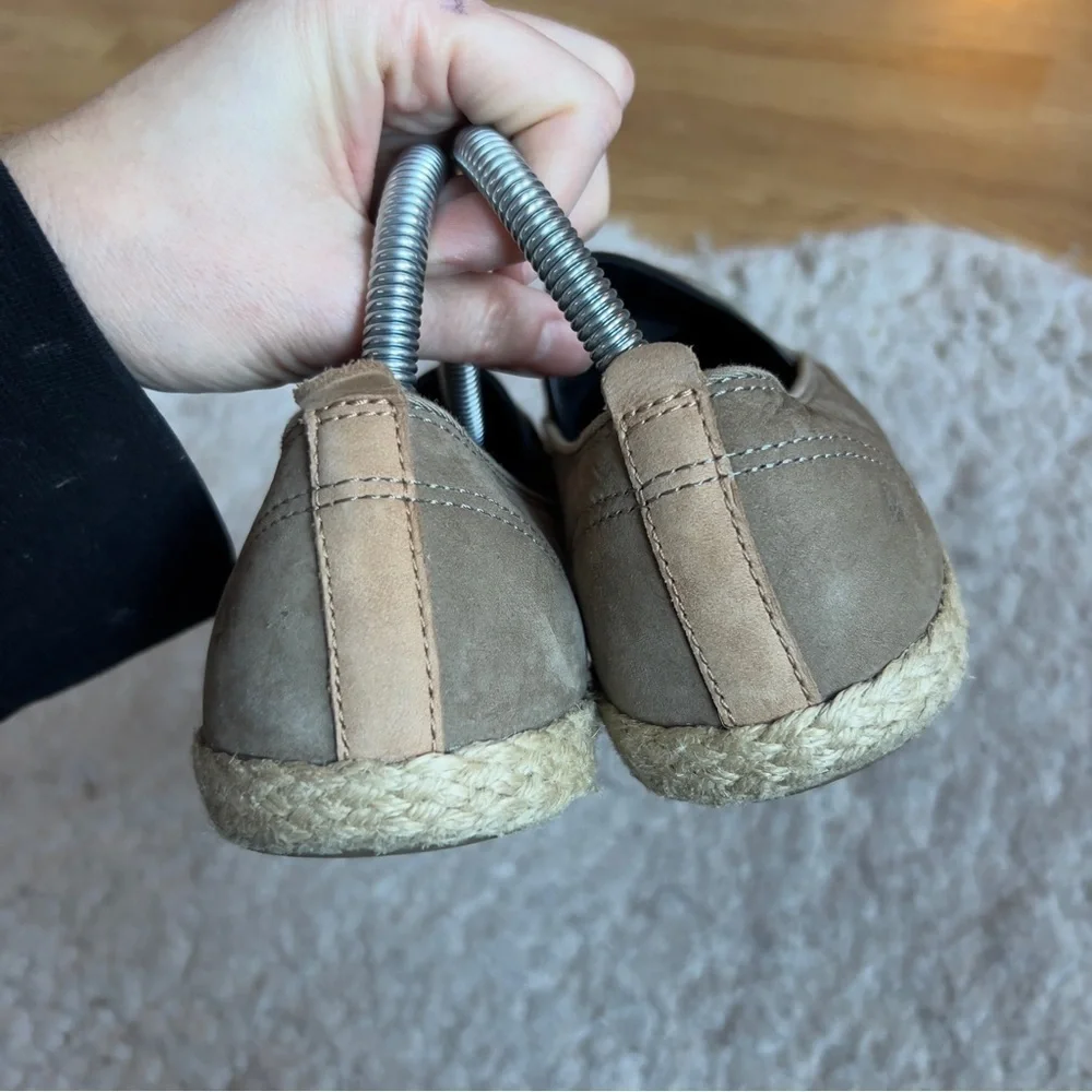 Sperry: Olive Green Suede Slip On Sailor Twin Gore Jute Espadrilles Size 8.5